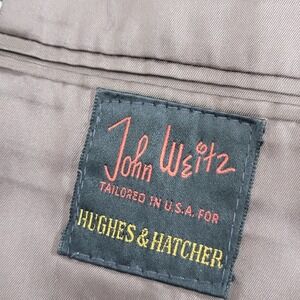 John Weitz Hughes & Hatcher Mens Tailored USA Herringbone Tweed Blazer Size 44R
